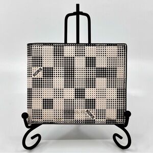 NEW! Mens Michael Kors Silver & Black Metallic Spotted Checkered Wallet Bifold